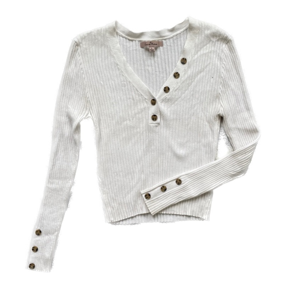 White Henley Sweater